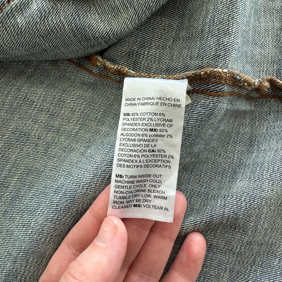 Chico's Blue Jean Jacket with Lace Sleeves - Picture 7 of 11